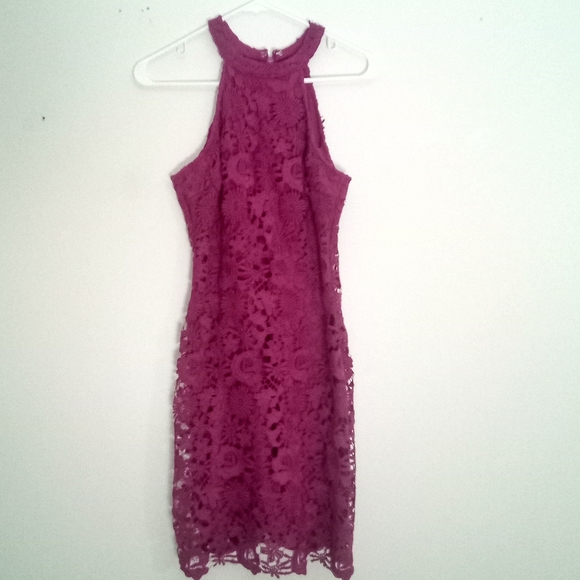 LULUS Elegant Lace Halter Dress - Purple - Picture 2 of 8